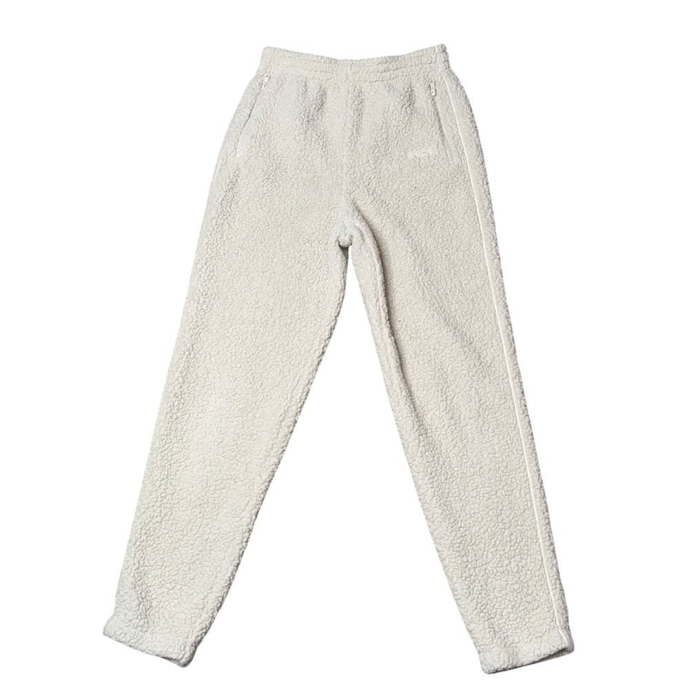 SKIMS Teddy Joggers Women Small Bone White Good Fleece Loungewear Sweatpants